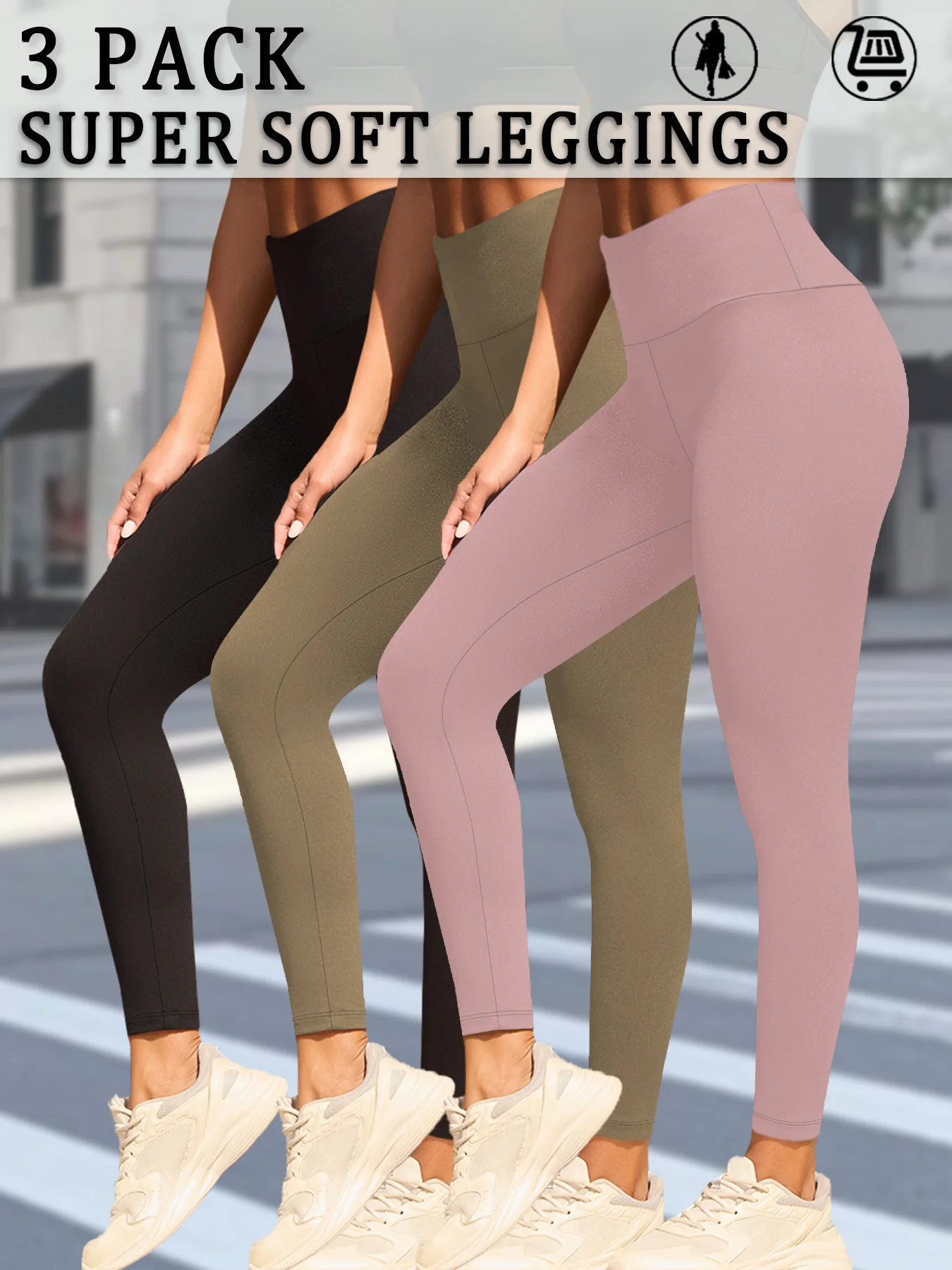 

3 Pack Women's Super Soft Leggings High Waisted Tummy Control No See Through Workout Yoga Running Athletic Push Up Gym Leggings