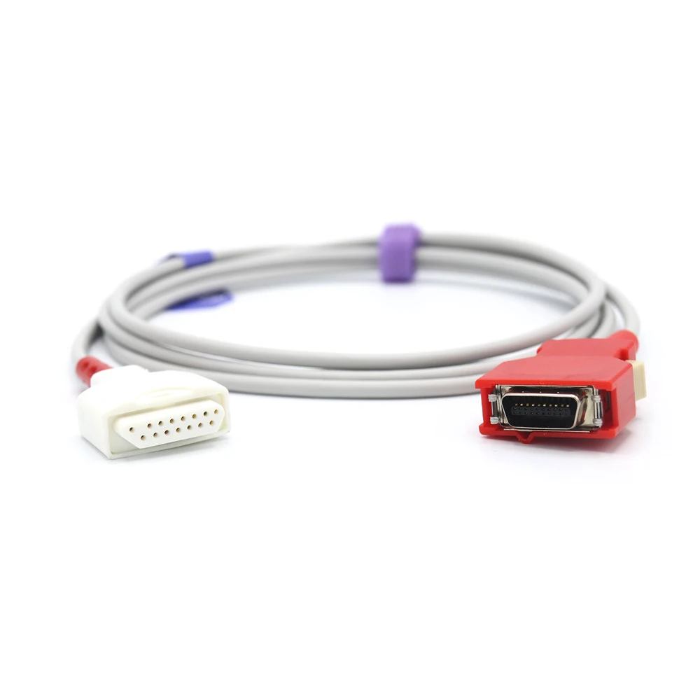 Compatible 2406 RC-4 SpO2 Extension Adapter Cable 20Pin Red Plug to M-LNCS Connector