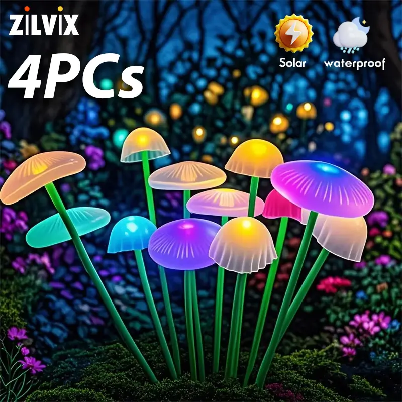 6/8/10 LED Solar Jellyfish Lights Mushroom Lights Outdoor Yard Solar Lawn Landscape Lights Garden Decoration Lamp 1~4pcs