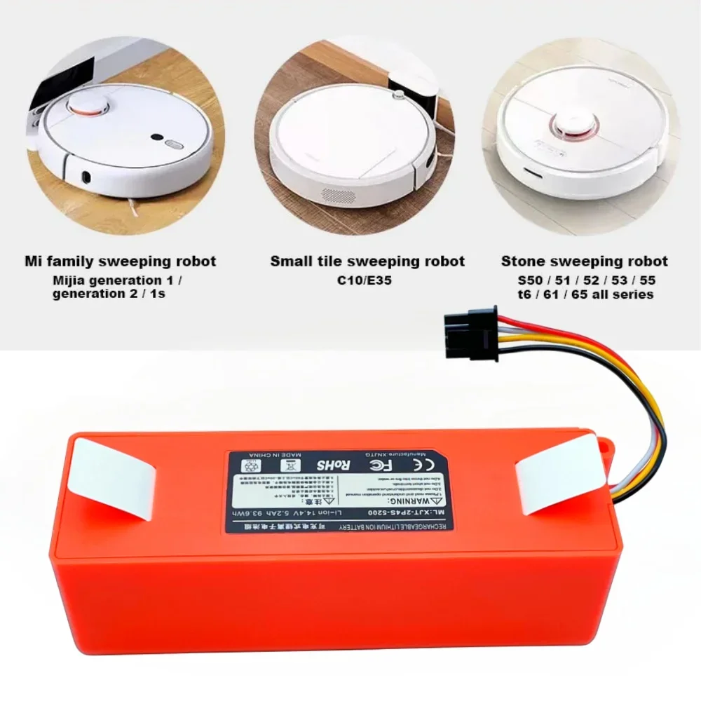 New 14.4V 5200mAh Li-ion Battery Replacement for XIAOMI ROBOROCK Vacuum Cleaner S50 S55 S60 S65 S5MAX S6 S7 Q5 Q7 MAX S7 MAXV