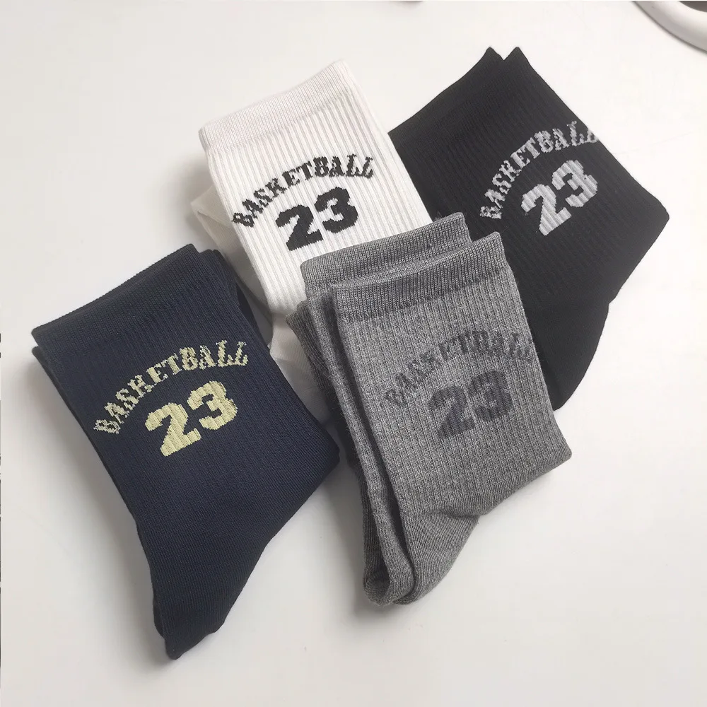 Classic Basketball socks Number 23 Mid-Calf Cotton Socks for Man Casual Sweater Adult Female Socks Comfortable Breathable Wear