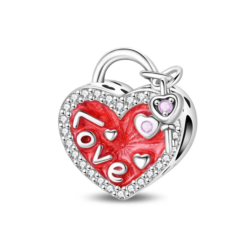 

New 925 Sterling Silver Heart Shaped Lock Charms Beads For Women Fit Original Bracelet DIY Birthday Party Jewelry Gifts