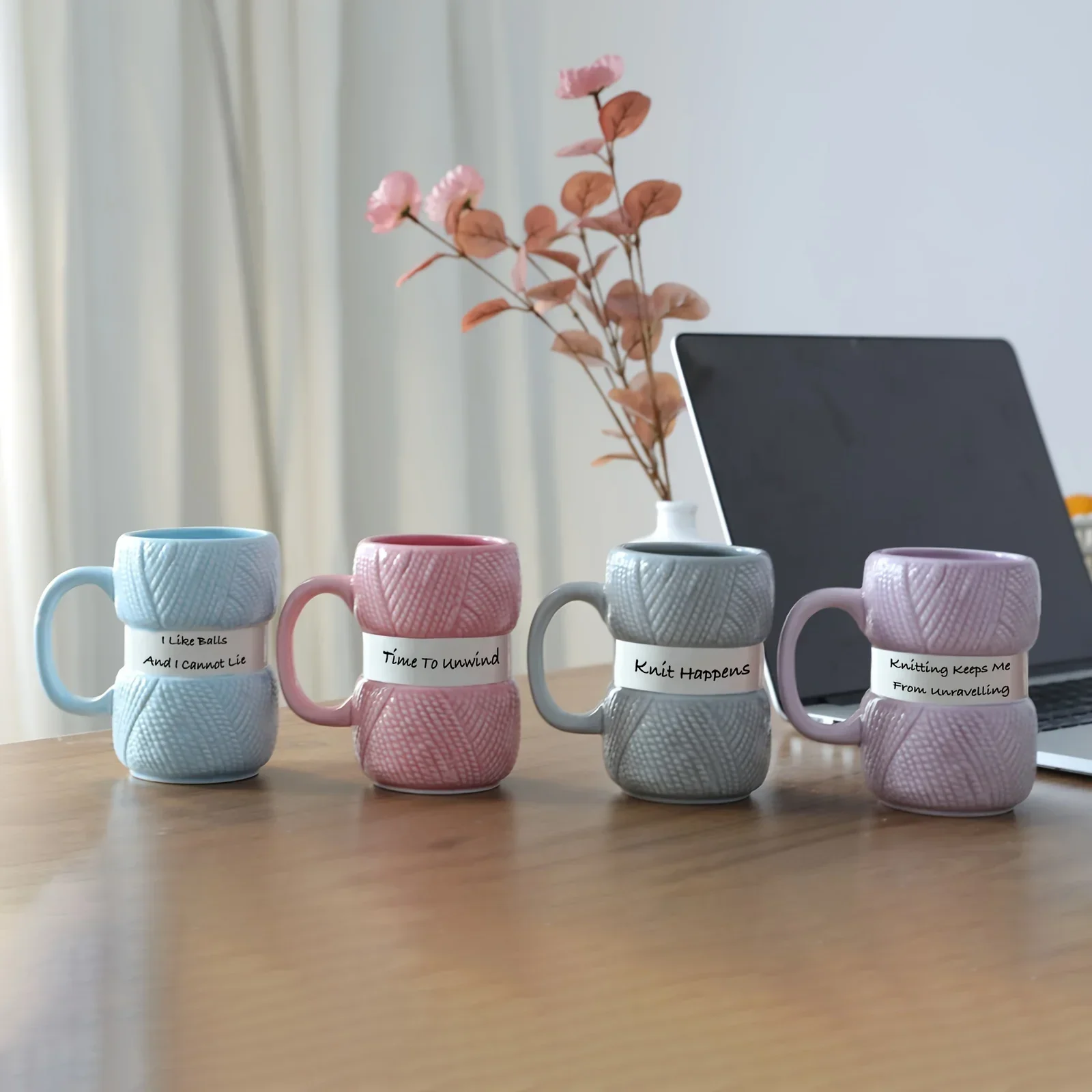 Unique Knitted Style Ceramic Coffee Cup, Embossed Creative Breakfast Cup and Milk Cup, Anti Scald Fun Family Holiday Gift