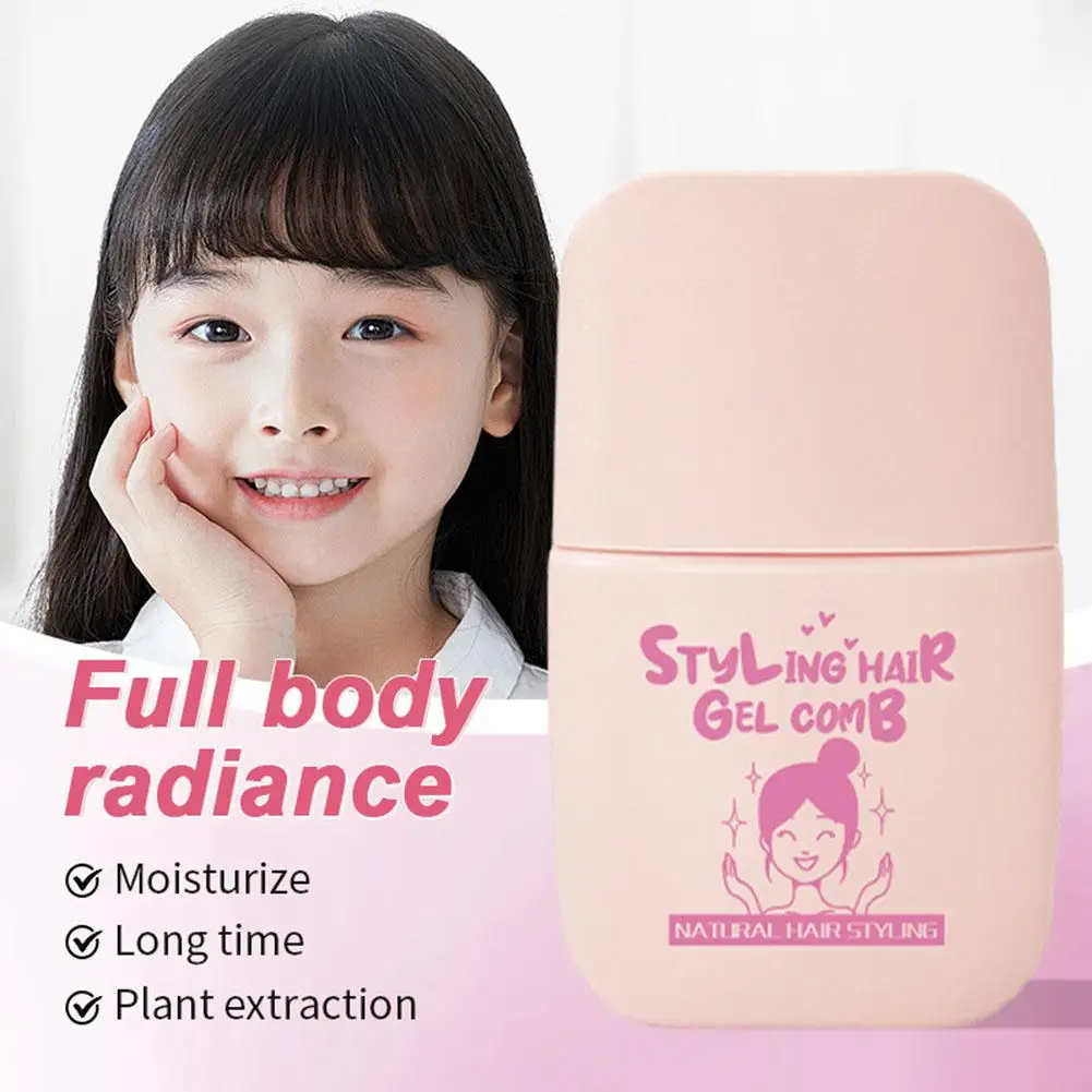 Hair Wax Stick Pink Styling Cream with Integrated Comb Strong Long-Lasting Hold Non-Oily Lightweight Texture Hair Wax Stick