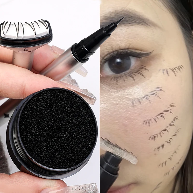 Sellos de pestañas inferiores, delineador de ojos 2 en 1, aplicador de maquillaje de ojos, extensiones de pestañas inferiores, plantilla de pestañas DIY, herramienta de maquillaje, color negro y marrón