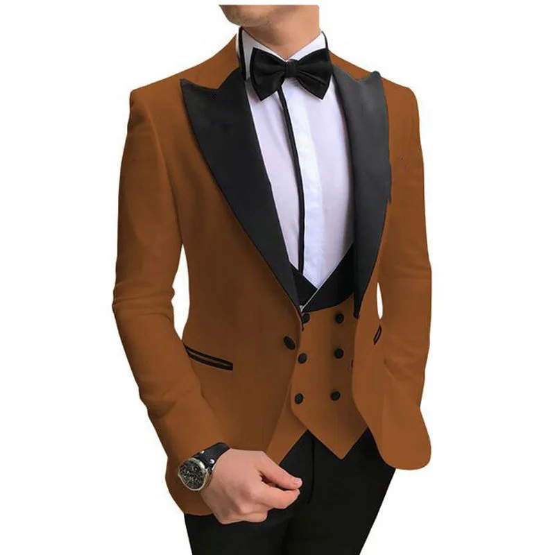 D231 completo da uomo con collo largo, abito da sposo in tre pezzi, abito da sposa, abito da uomo, abito formale versione coreana slim fit