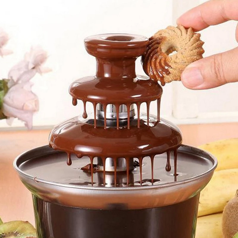 Шоколадный фонтан, горячий горшок, мини-водопад, машина для горячего горшка, свадебный дом, мини-машина для плавления шоколада «сделай сам», вилка европейского стандарта
