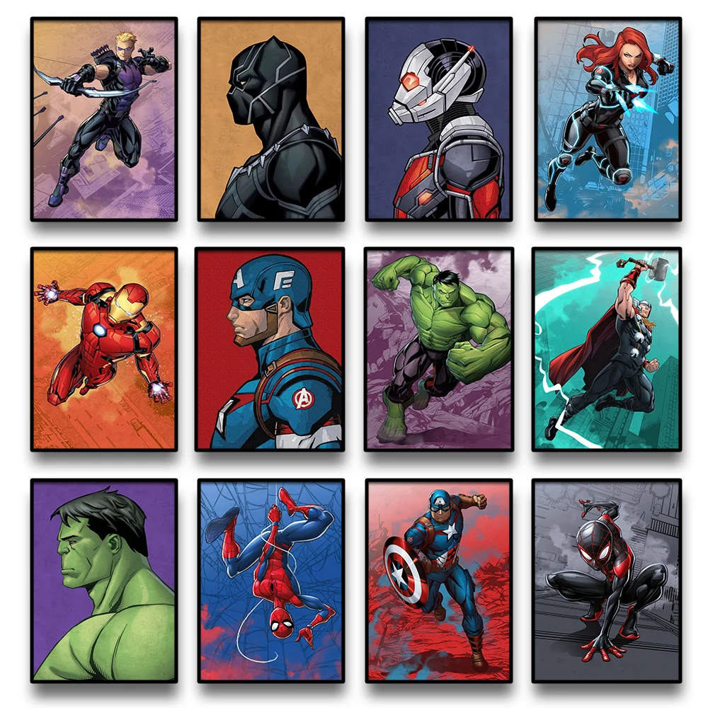 Pintura en Lienzo, Póster de Marvel Legends, Spiderman, Iron Man, Capitán América, Vengadores, Arte de Pared, Regalo, Decoración del Hogar