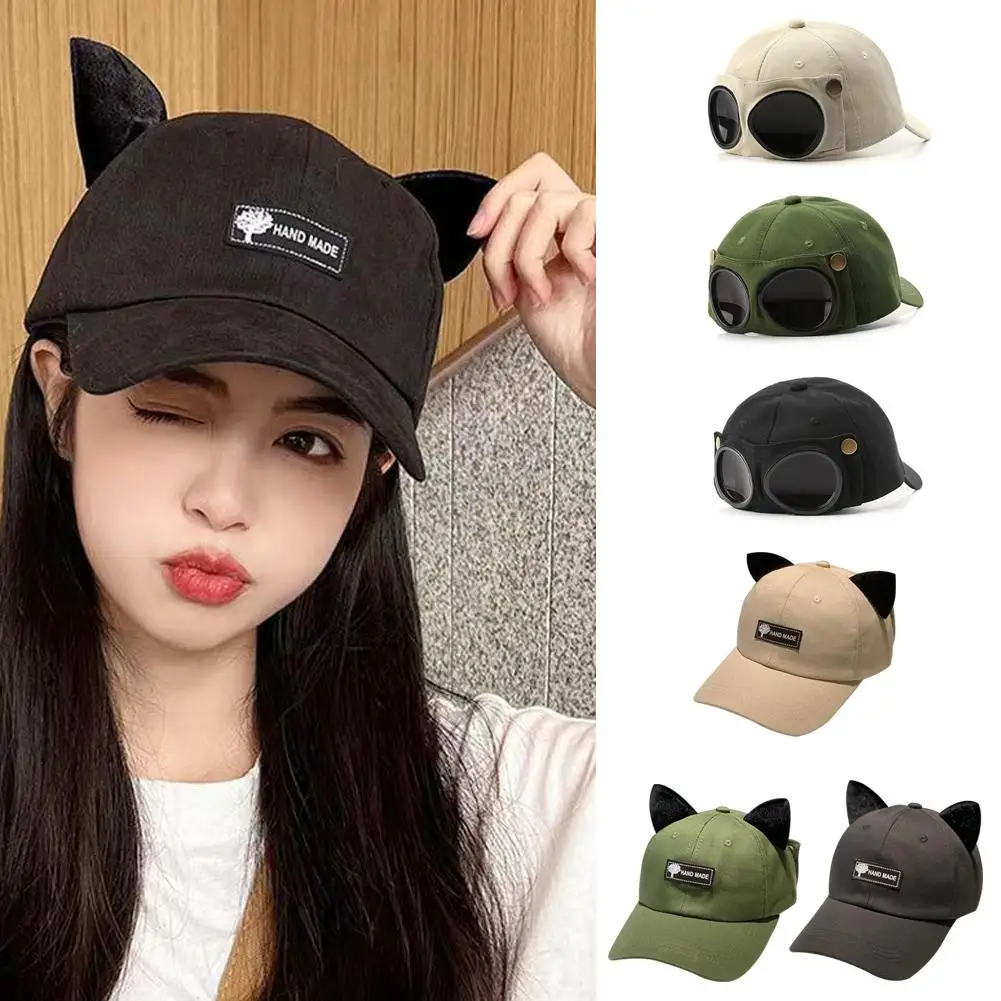 Aviator Hat With Sunglasses Cute Glasses Baseball Cap Female Street Duck Tongue Hat Summer Outdoor Sun Cap