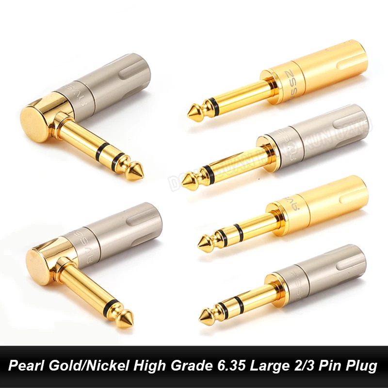 6.35/4.4/3.5/2.5 Straight Bent Plug Jack RCA Headphone Audio Adapter Stereo Speaker Microphone Connector 24K Gold Nickel Series