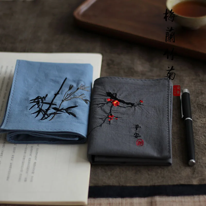 Chinese Style Hanfu Matching Plum Orchid Bamboo Chrysanthemum Embroidered 100 Percent Cashmere Handkerchief Unisex Soft Portable