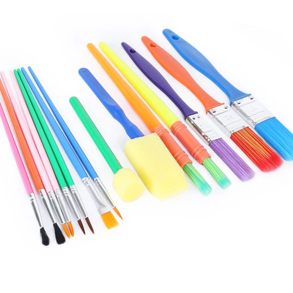 

15Pcs Kids and Craft Painting Drawing Tools Mini Sponge Brush Set Early DIY Learning(Colorful) paint brush set for kids