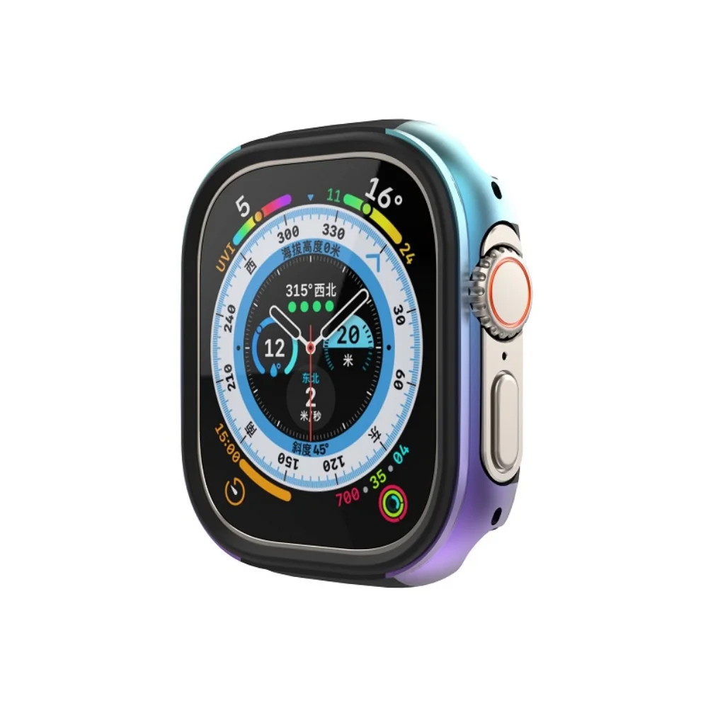 2 Trong 1 Hợp Kim Nhôm + Nhựa TPU Dành Cho Đồng Hồ Apple Cực 49Mm Anri-Trầy Xước Kim Loại Cứng đồng Hồ Dây Da