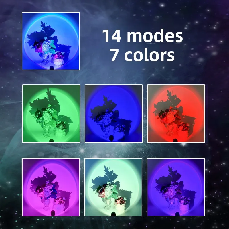 USBSunset الضوء المحيط غروب الشمس قوس قزح الإسقاط الغسق مصباح أرضي أضواء ديكور المنزل #3