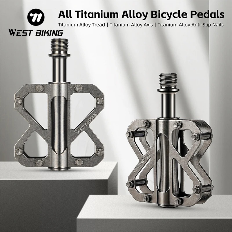 

WEST BIKING All Titanium Alloy Bicycle Pedal Ultralight 3 Bearing Anti-slip Bike Pedal Cycling Pedals MTB Road Bike Accessories