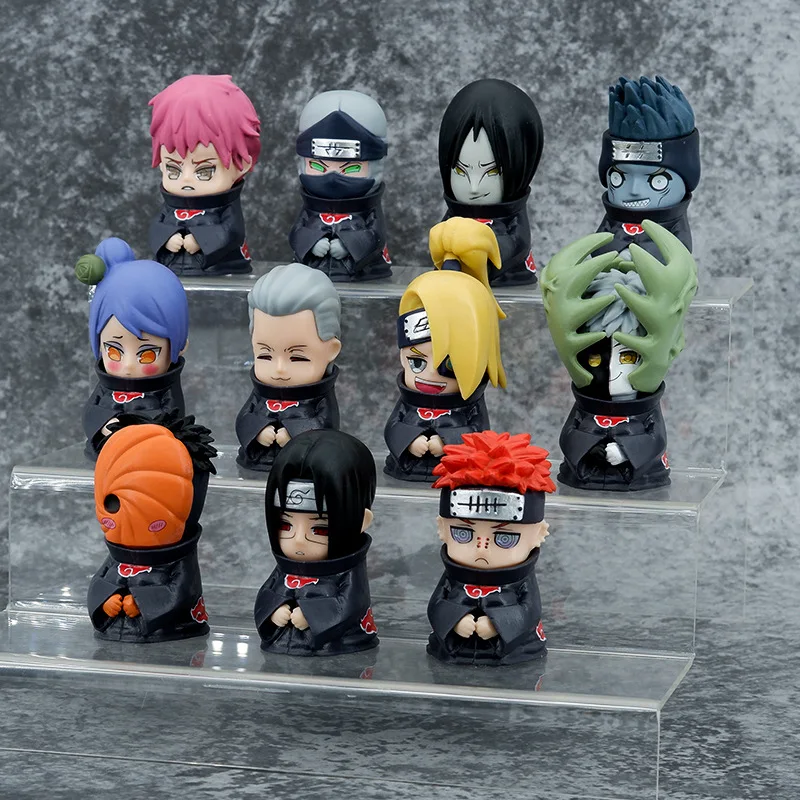 12pcs/set NARUTO Anime Figure Q Version Akatsuki Itachi Nagato Sasuke Kakashi Gaara Action Figure Collectible Model Kids Toys