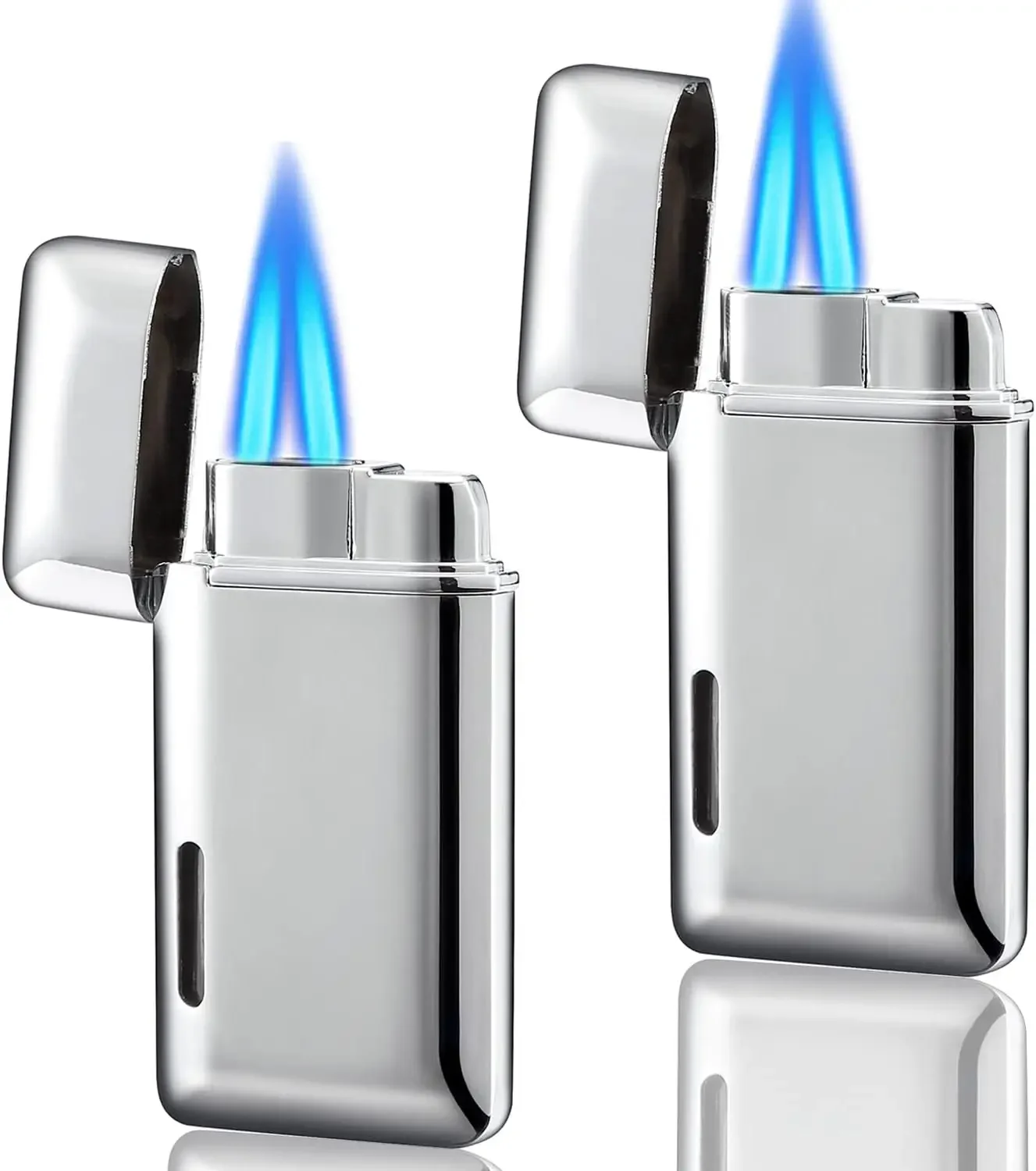 Blue Jet Flame Lighter Luminous Inflatable Butane Gas Windproof Lighters Strong Powerful Cigar Torch Lighters for Smoker Gift