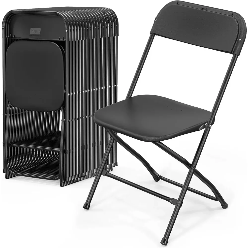 20 Pack White Plastic Folding Chair Indoor Outdoor Portable Stackable Commercial Seat with Steel Frame 350lb.