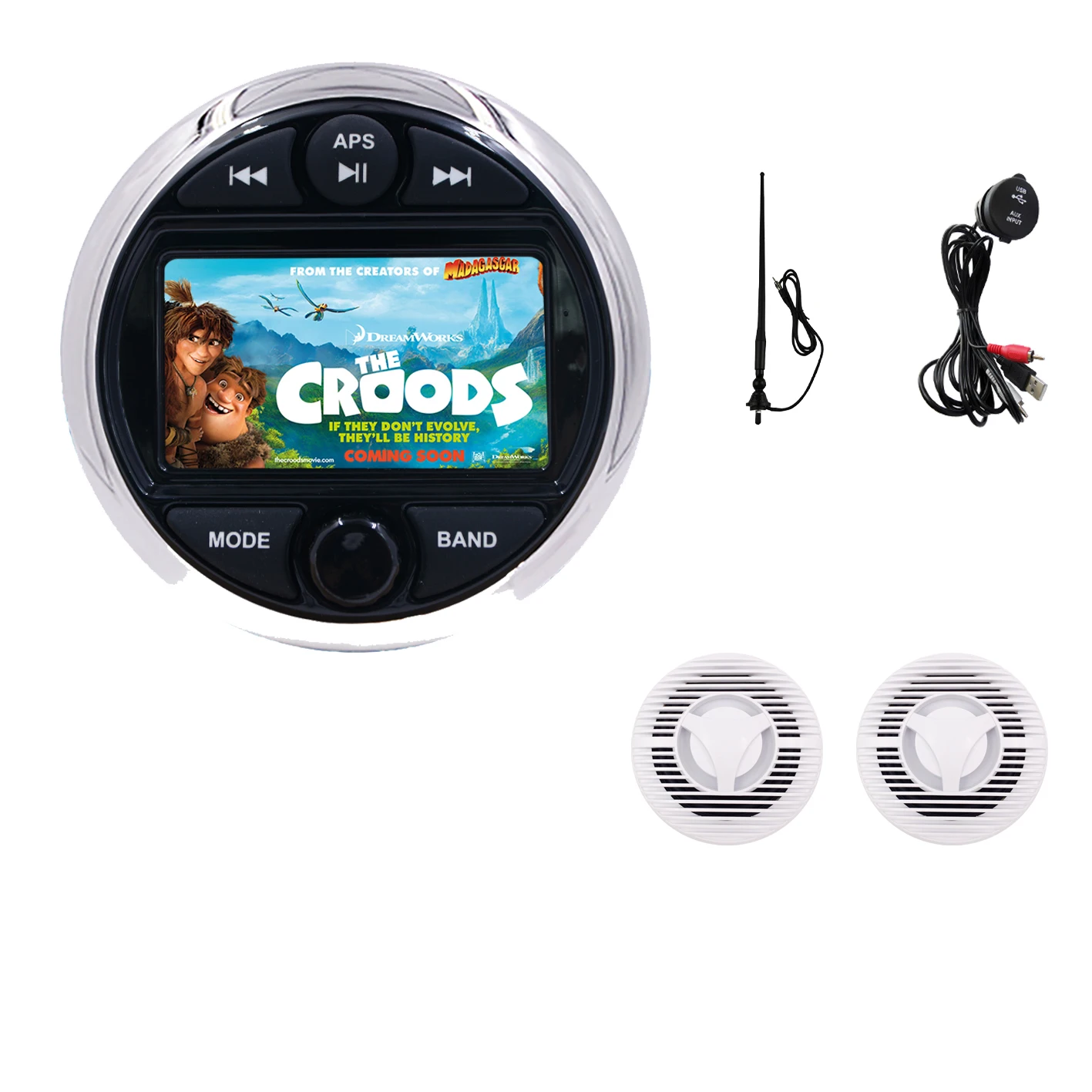 

Boat Yacht UTV 3'' MP5 stereo radio BT H-301+ 6.5'' waterproof coaxial speakers H-058x2