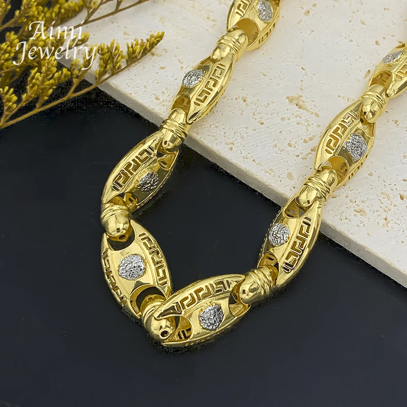 Fashion Y2K Original 24inch Hip Hop Luxury 15mm Width Linked Golden Chain Long Necklace for Man Jewellry Party Banquet Gifts