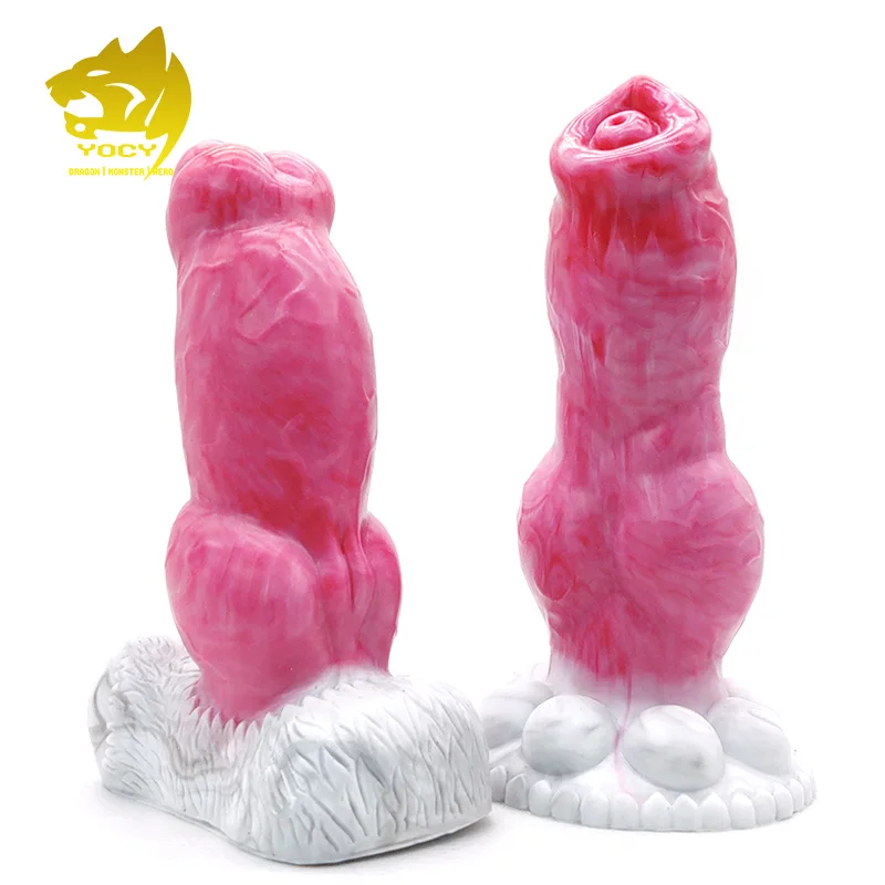 YOCY Animal Wolf Dog Dildo Silicone Gory Meat Color Realistic Dildo Suction Cup Anal Knot Huge Butt Plug Sex Toy For Women 18+