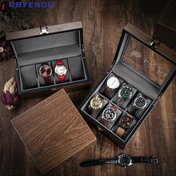 Für Uhr Walnuss Uhrengehäuse Aufbewahrungsbox Einfache hochwertige mechanische Uhren Armband Sammlung Display anpassbares Logo OEM