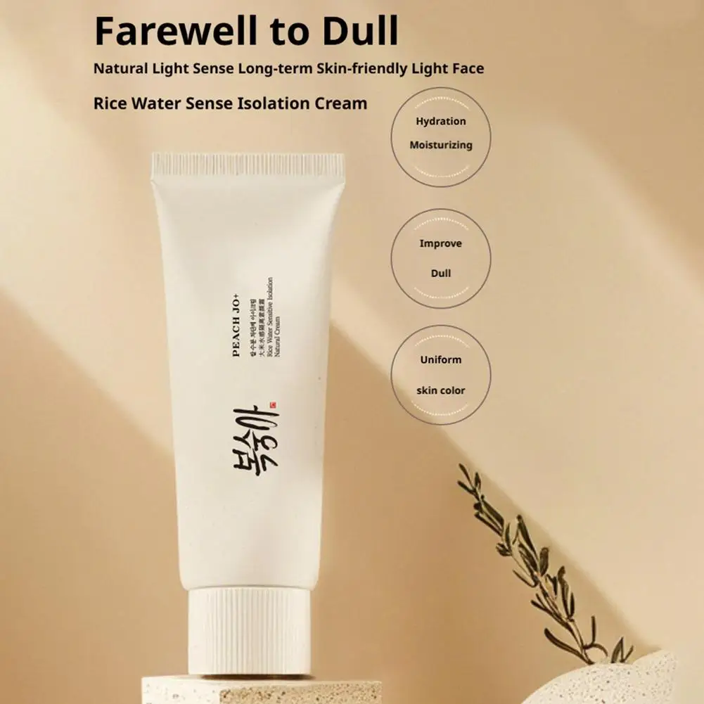 SPF50+ Rice Extract Isolation Sunscreen Cream - Hydrating Moisturizing Lightweight Long-Lasting Concealer Even Skin Tone