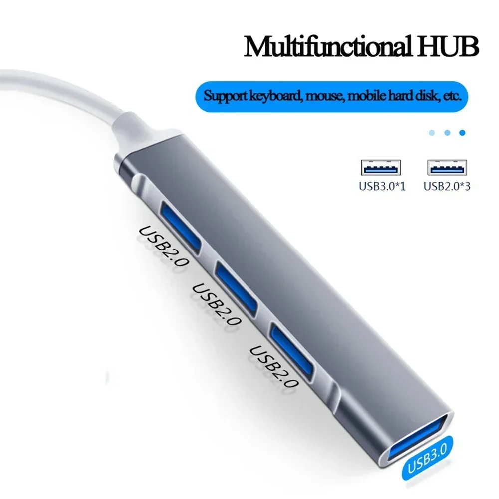 4in1 USB Hub Docking Station USB Multi-Port Extender Type C Splitter Portable OTG Adapter for Mac Lenovo Phone Laptop PC Xbox
