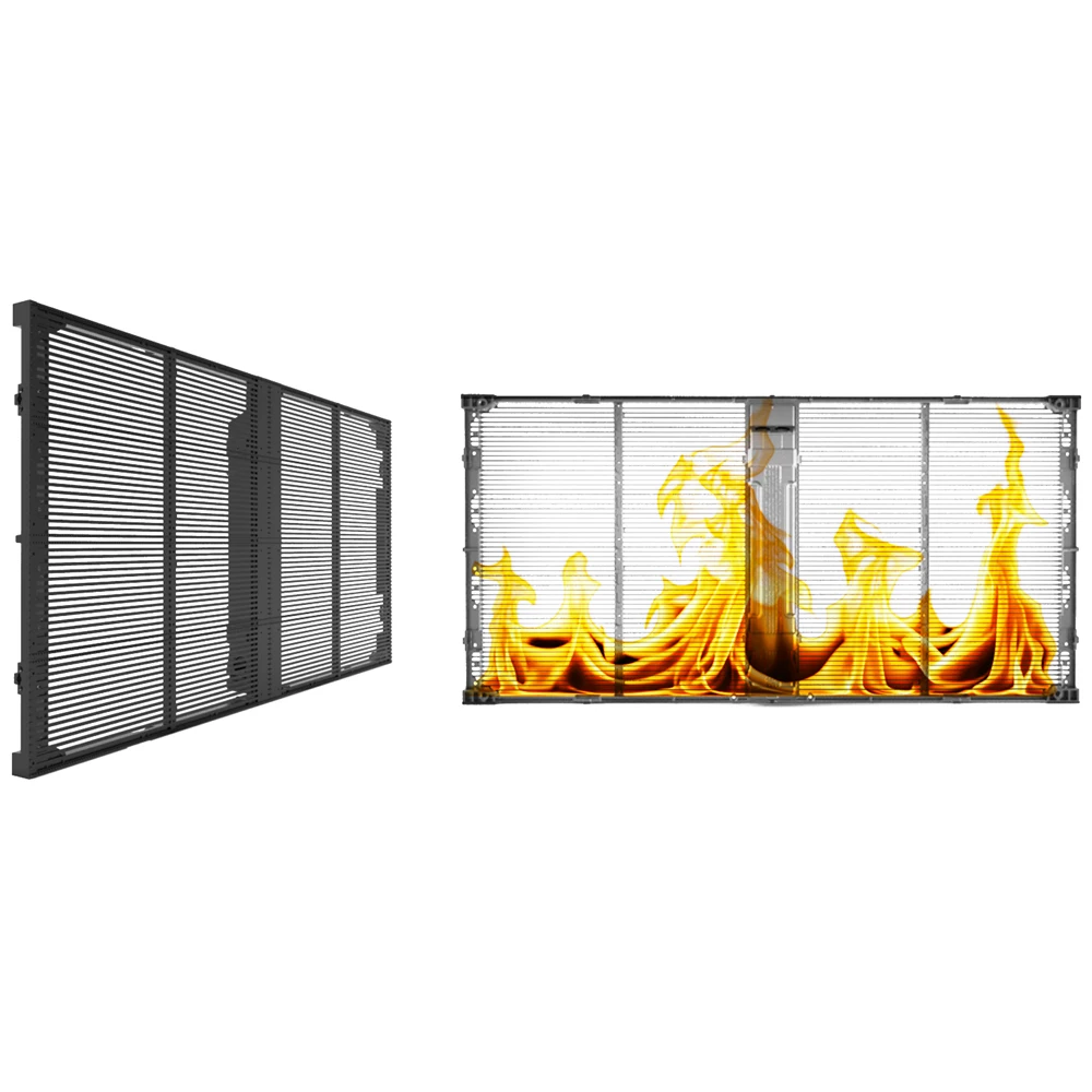 Full Color Grille Advertisement Mesh Screen Transparent Led Screen Indoor Outdoor Glass Transparent Led Wall Display Screen