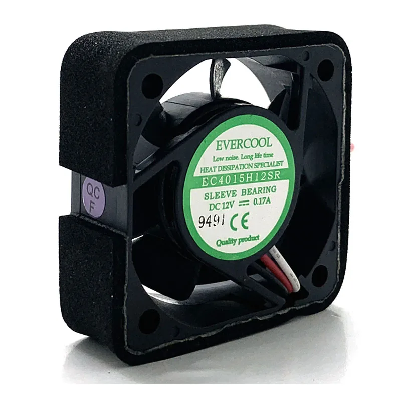 1pcs New 4015 40mm Fan 4cm 12V EC4015H12SR EverCool 3-Wire 0.17A CPU Cooling Fan Machine Tool IPC Mini Cicro Cooler