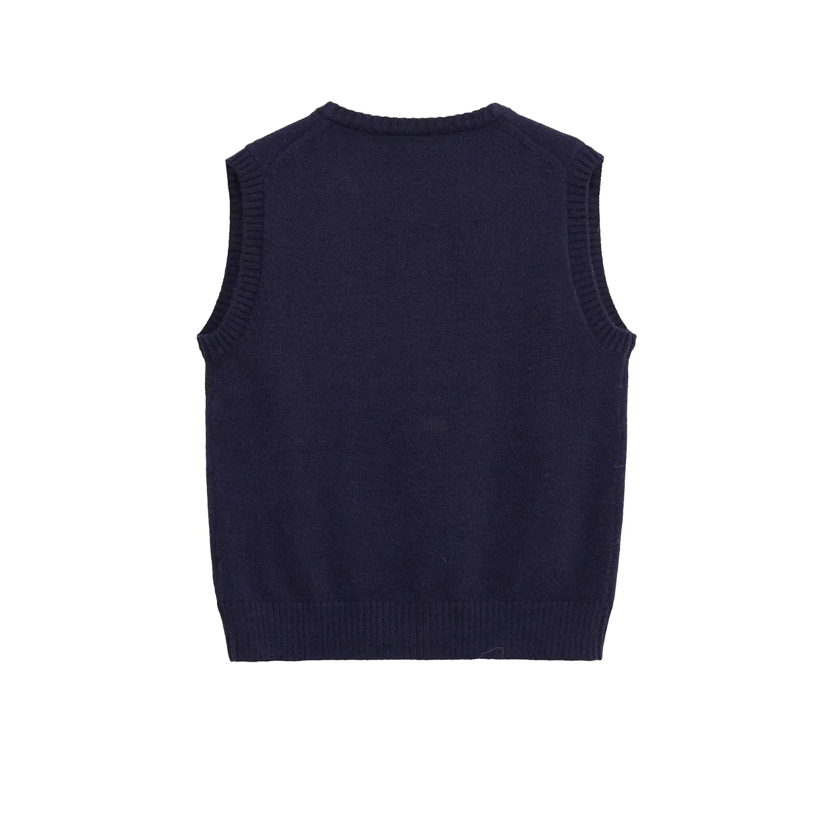 KONDALA Chic Blue Sheath Elegant Women V-Neck Knit Vest Autumn Buttons Vintage Pullover Vest Fashion 2025 Fall Female Tank Top