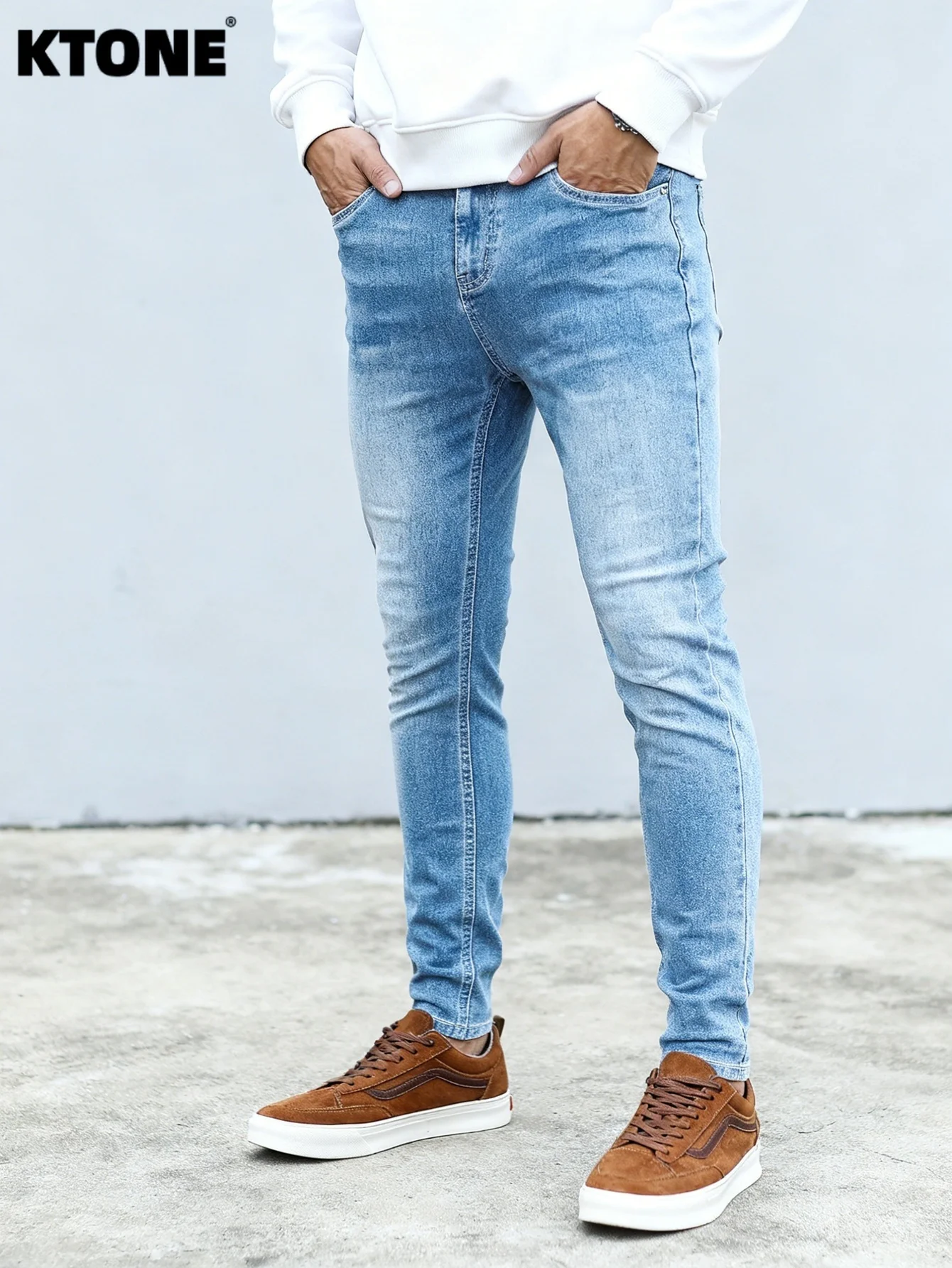 

Stylish Blue Men's Original Slim Jeans Y2K Drip Fashion Casual Denim Pants No accessories or belts included