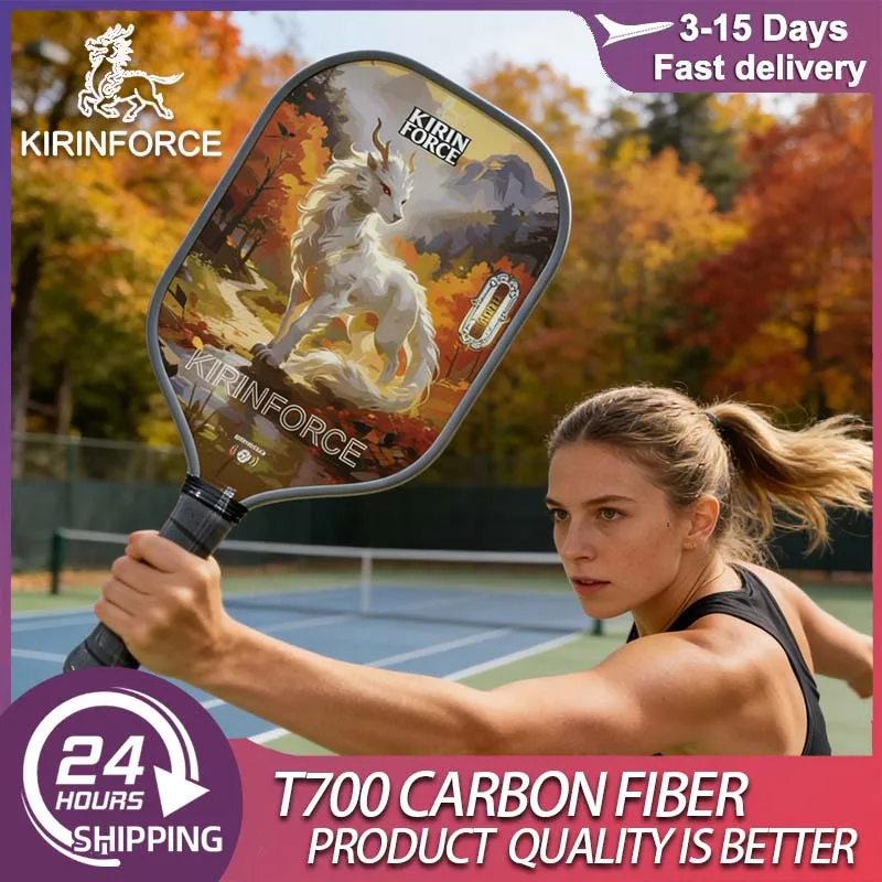 

Ракетка для пиклбола KIRINFORCE: высококачественная, с сердцевиной из пеноматериала 16 мм, карбоновым волокном T700, эргономичной рукояткой для увеличения мощности и вращения.