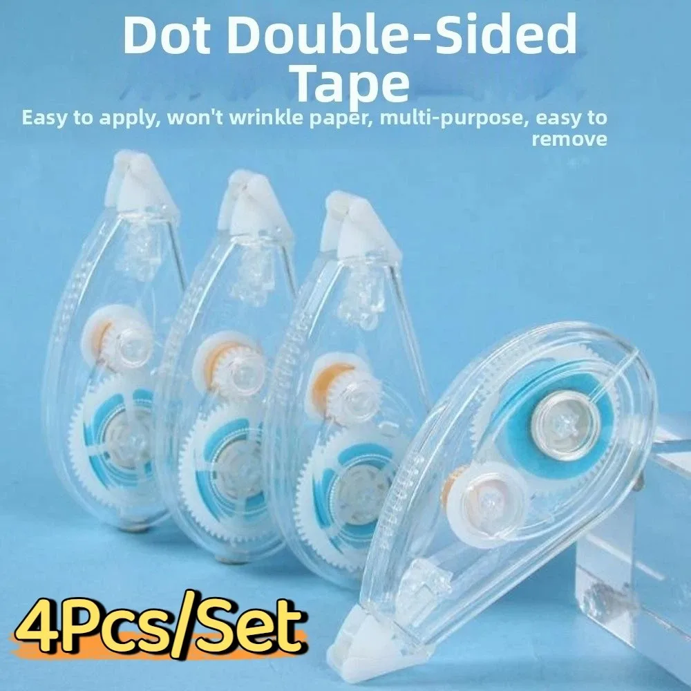 4Pcs/Set DIY Dot Glue Roller Tapes 5m Stationery Sticky Dot Glue Tapes Portable Multi-Functional Roller Tape Runner Scrapbooking