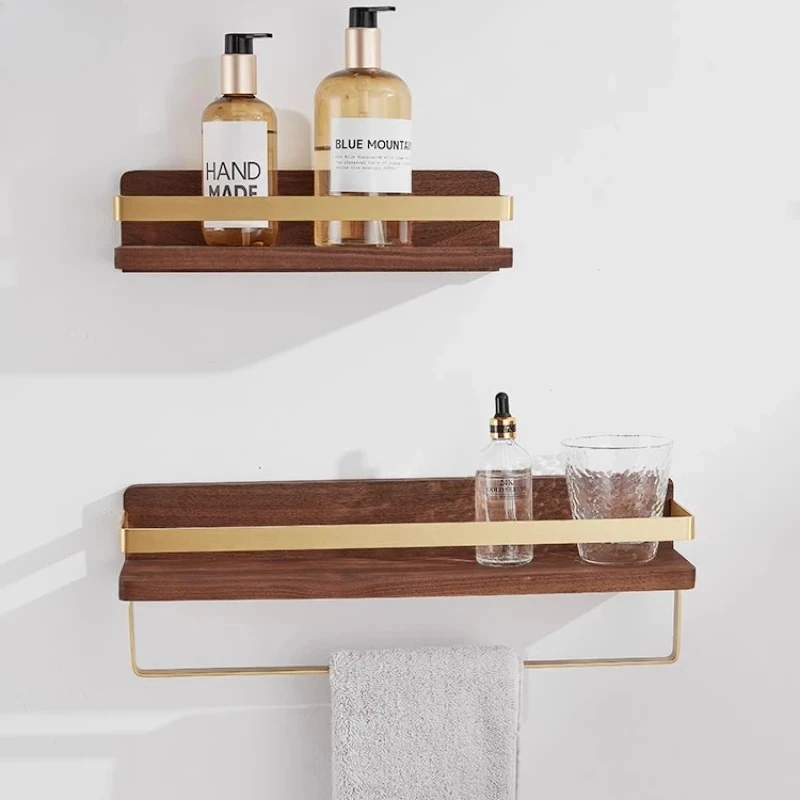 

Bathroom Solid Wood Storage Rack Towel Rack Wall Mounted Shelf Decorative Frame Towel Holder Storage Organizer Storages Holder