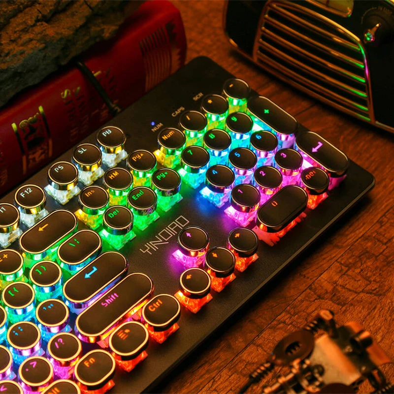 104-Key Wired Punk Mechanical Gaming Keyboard with Hot-Swappable Switches Dynamic RGB Backlit for PC Laptop Gamers