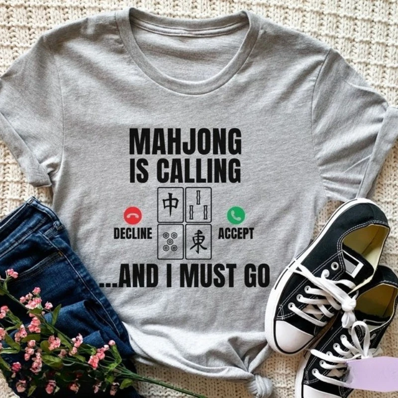 

Mahjong Player Gift Funny Mahjong Game Unisex Shirt Mah Jong Chinese Games Mahjong Competition Crewneck Printed T-shirt Tops