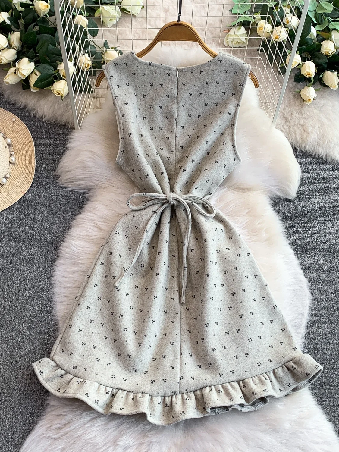 Dolce floreale V-ne Svel Dr Gonna a trapezio a vita alta autunno inverno da donna Ele Garza di lana Bell-Dr