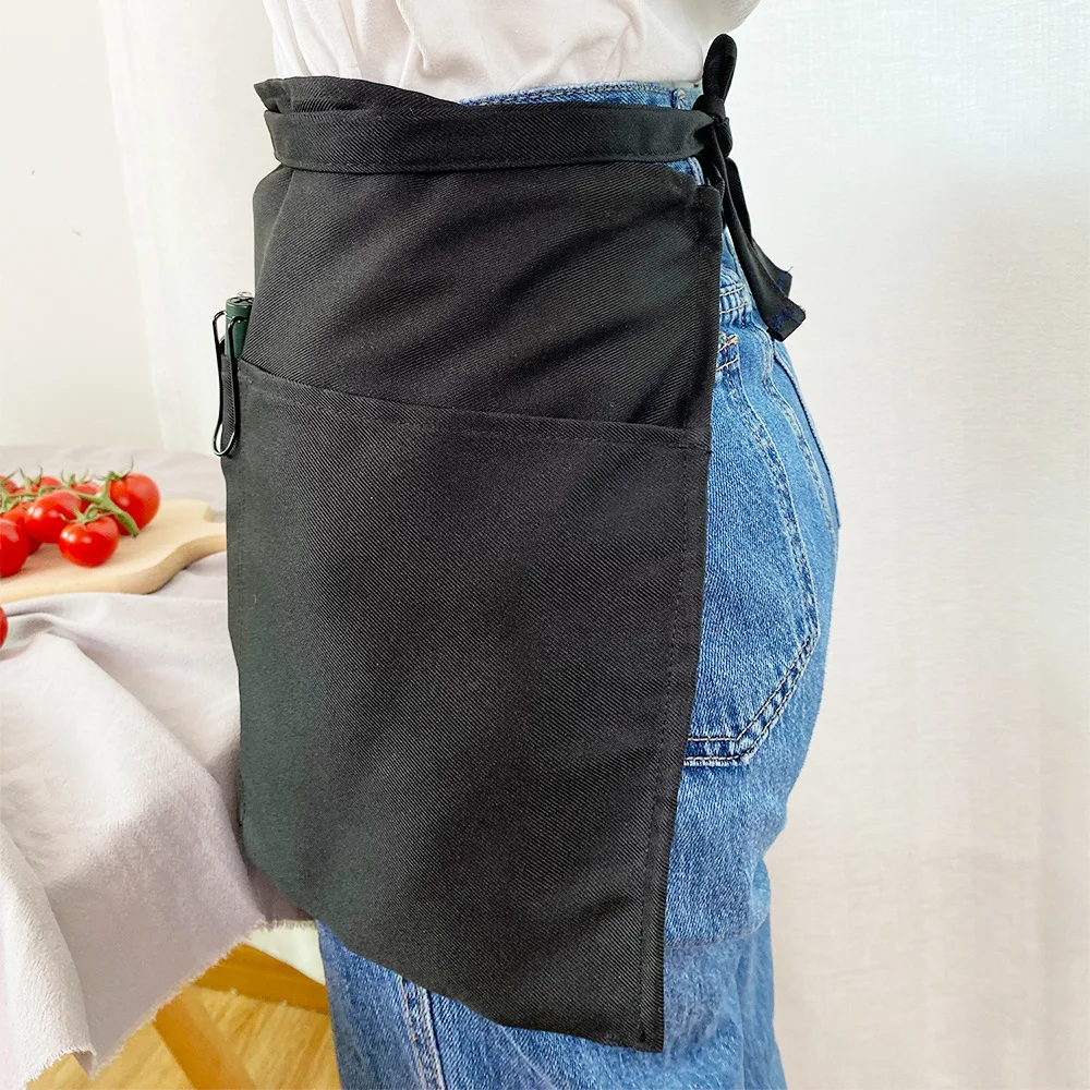 Simple Canvas Waist Apron, Oil-proof, Antifouling Short, Half Length, Home Waiter, Coffee Shop Work