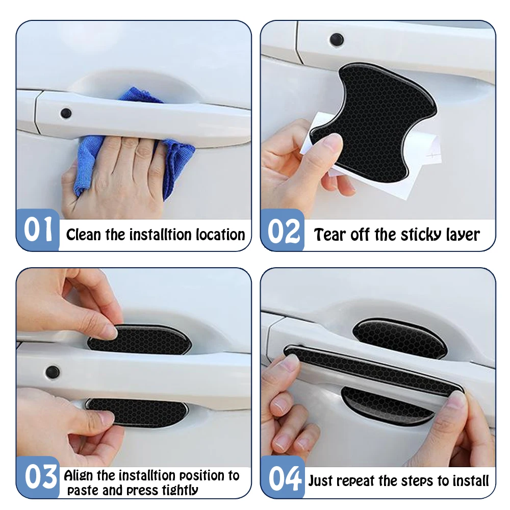 4pcs Car Handle Anti-collision Protection Strip Car Door Handle Bowl Scratch Protective Sticker Car Exterior Styling Accessories