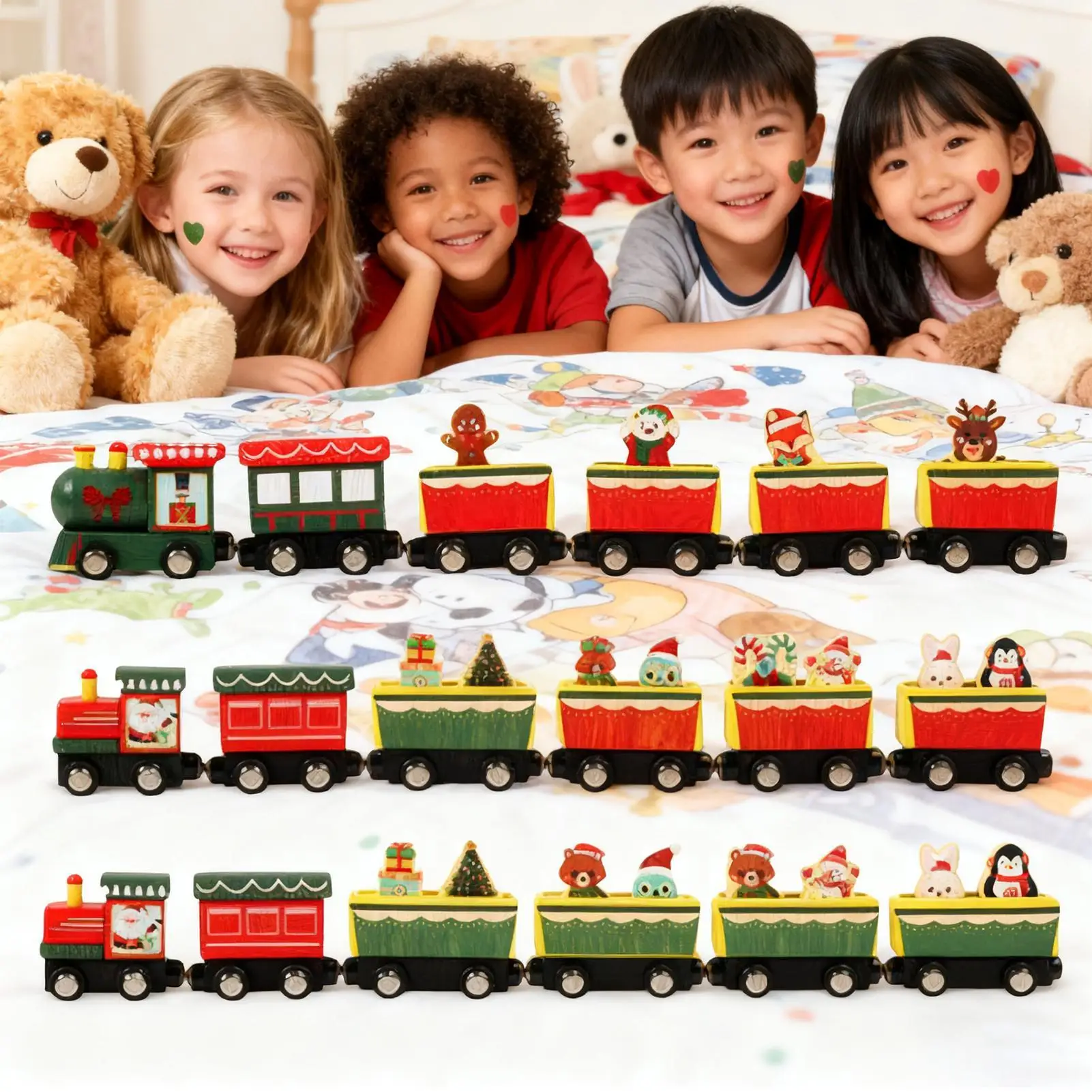 Train de noël pour enfants, décoration festive en bois, jouets éducatifs pour enfants, garçons et filles, collectionneurs, salon, chambre à coucher, étude