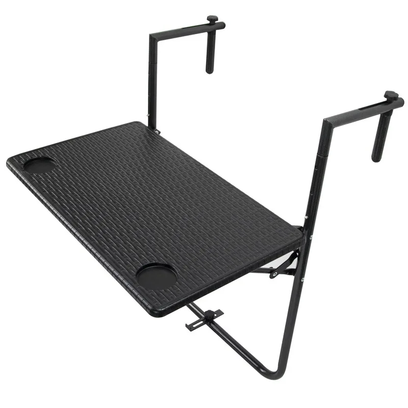 

Outdoor wrought iron rust-proof sunscreen balcony railing hanging table folding table railing can lift plastic square table