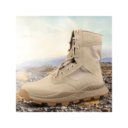 Spring combat boots men's mesh high top desert boots Breathable tactical boots Outdoor recreational training shoes sneakers