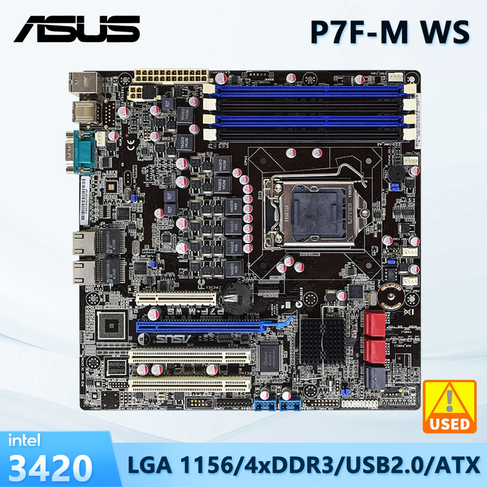 ASUS P7F-M WS Motherboard Socket 1156  Intel 3420 chipset 4xDDR3 32GB Micro ATX support  Core i7/Core i5/ Xeon3400 cpu