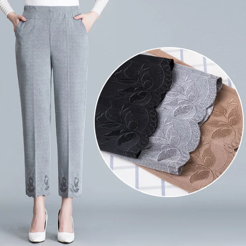 

Mom's Pants Spring Summer Thin Casual Chiffon Cropped Pants For Middle-aged And Elderly Women's Pants Grandma's Loose Trousers