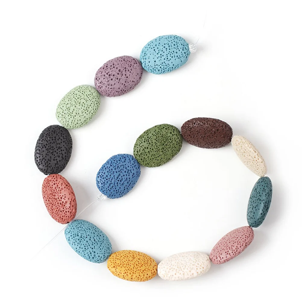 

15Pcs 26x19x7mm Colorful Lava Rock Beads Oval Pendant Charms for Handmade Necklace Bracelet Anklet Keychain DIY Accessories