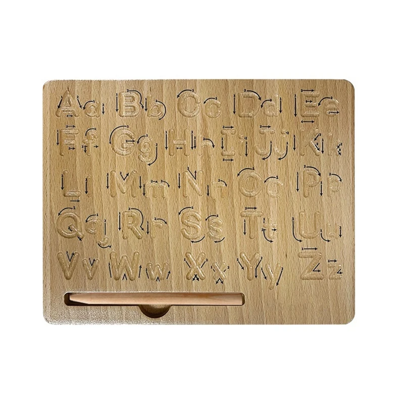 Houten alfabet-traceerbord Woordbord Educatief speelgoed voor kleuterschool Leren ABC schrijven Perfect cadeau voor 3-5 jaar oud