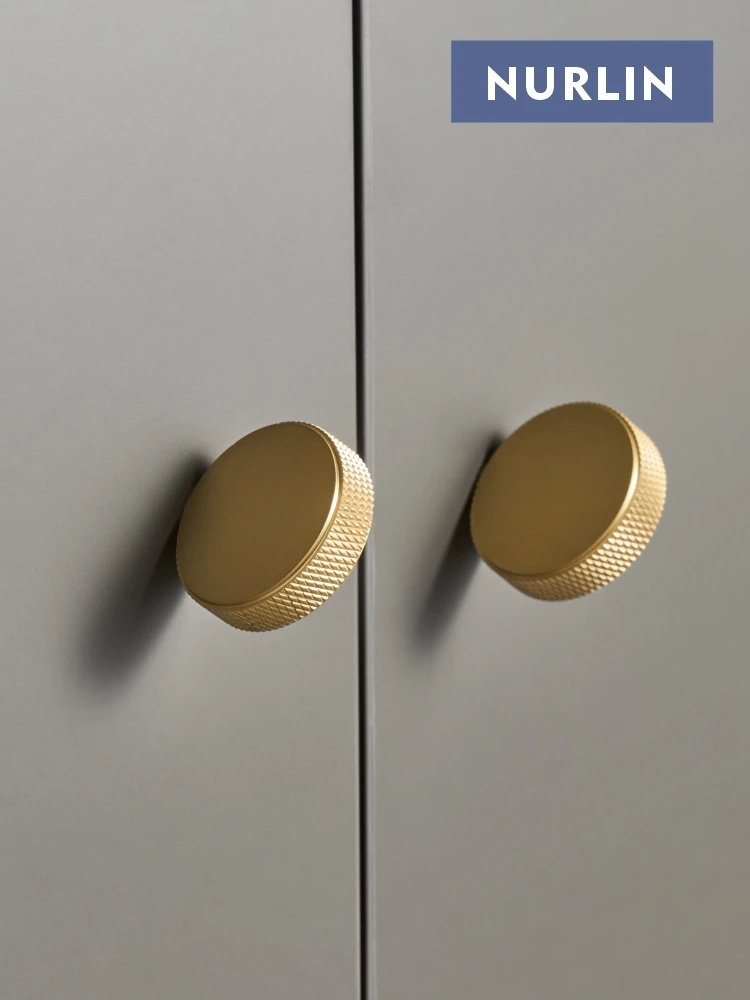 Nurlin New Solid Brass Knurled Round Exquisite Cabinets Drawers Knobs Cloakrooms Wardrobes Anti Slip Handles Novel Design