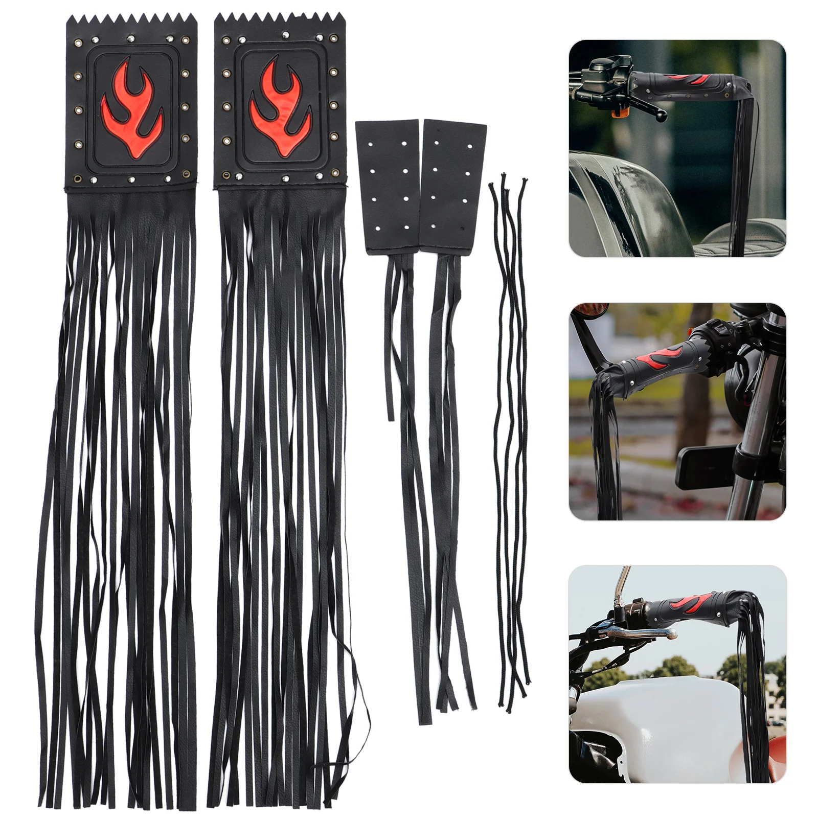 

Handle Tassel Motorcycle Grips Supplies Fringe Flame Motorbike Handlebar for Black