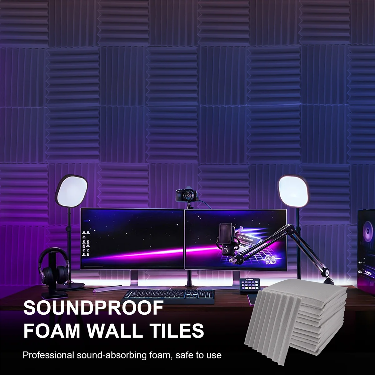 24Pack 1 Inch X 12 Inch X12 Inch Soundproof Foam Panels Sound Absorbing Insulation for Recording Studio, Gaming Room